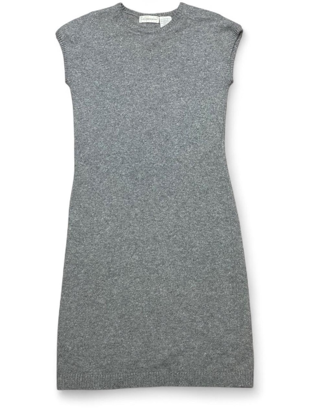 Vintage Liz Claiborne Lambswool Angora Rabbit Hair Gray Sweater Dress Petite